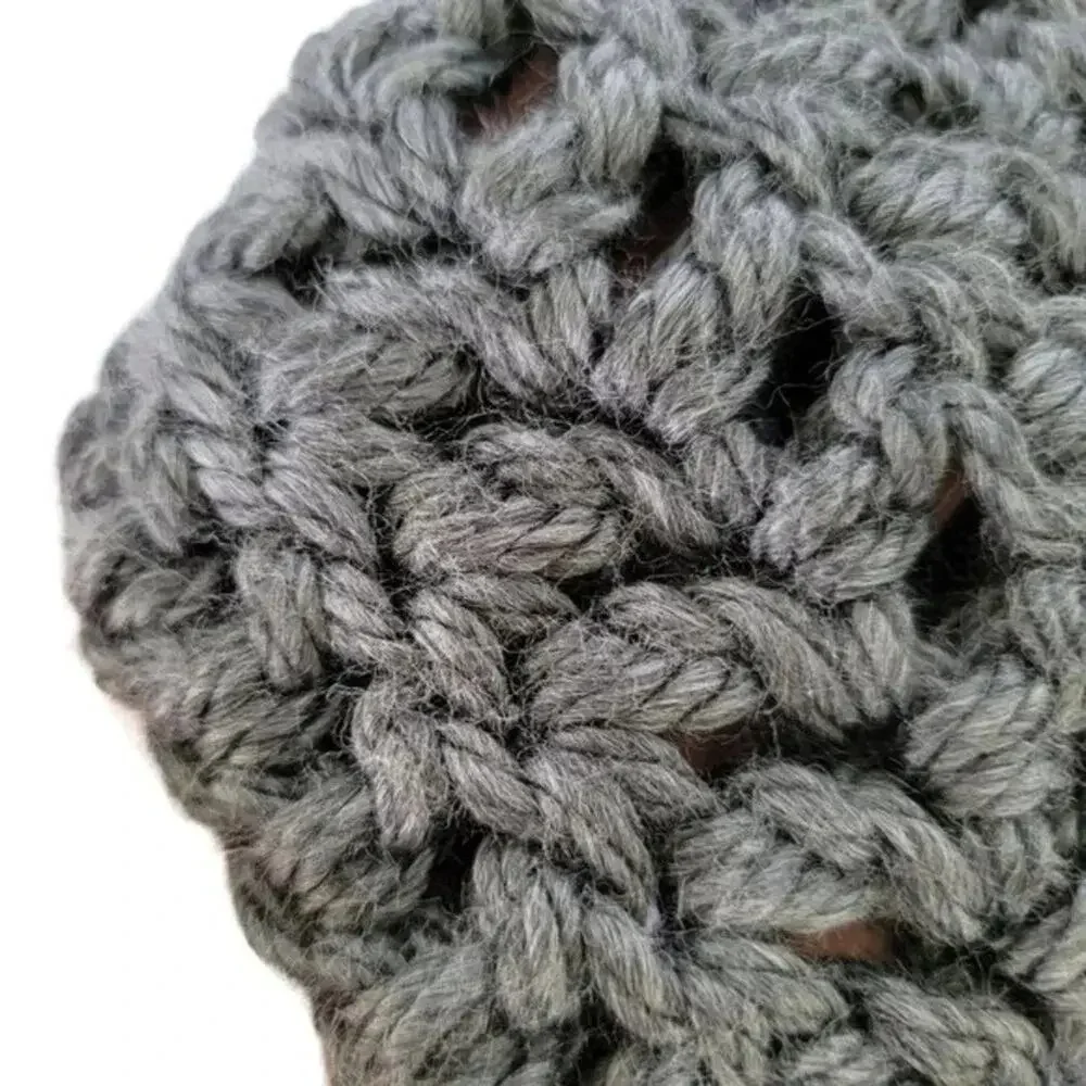 Handmade Chunky Knit Button Scarf Unisex One Size Dark Gray Cowl Neck Warmer